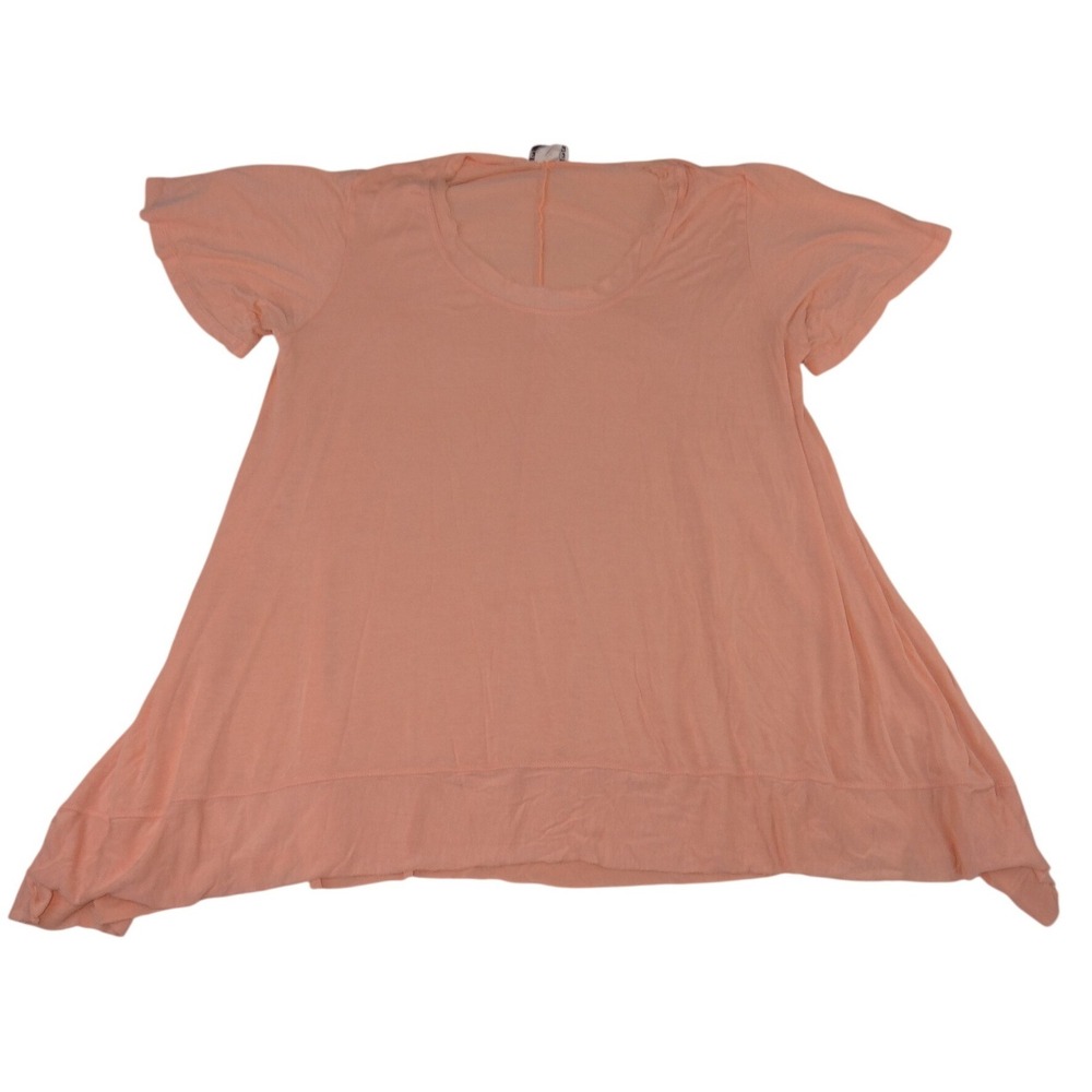 Empire USA Womens 2X‎ Peach Short Sleeve Scoop Neck Relaxed Flowy Tunic Top 3362
